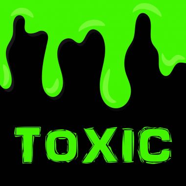 Green toxic liquid on dark background. Radioactive substance clipart