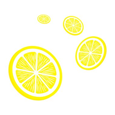 Limon beyaz zemin üzerine dilimler. Sarı limon simgeler