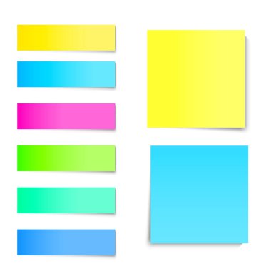 Vektör renkli çıkartmalar topluluğu. Farklı Not kağıtları