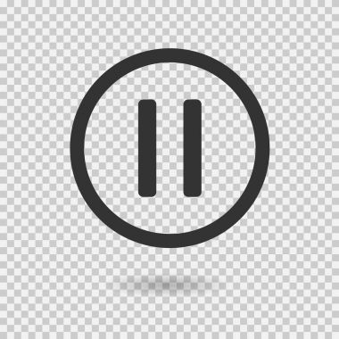Duraklatma simgesi gölge ile. Vektör düğmesini web veya app için