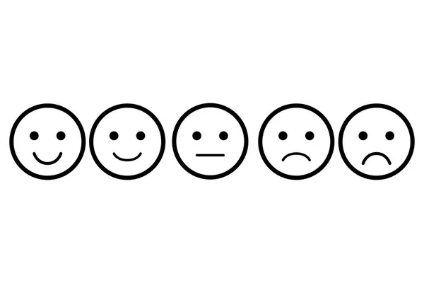 Emoji halmaza. Vector icon hangulatjelek. Különböző arcok. A web- vagy app Értékelés — Stock Vector