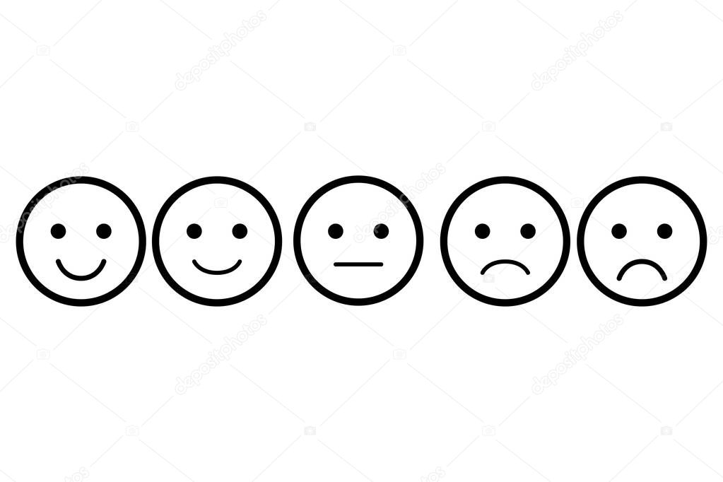 Satz von Emoji. Vektor Icon von Emoticons. Verschiedene Gesichter