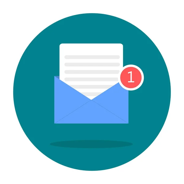 Blauer Buchstabe mit Dokument. Neue E-Mail-Benachrichtigung — Stockvektor