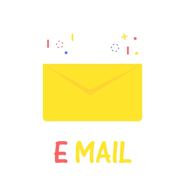 Мультфільм значок електронної пошти. Жовта літера в плоскому стилі — стоковий вектор