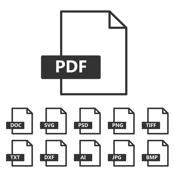 Collection of vector icons. Download signs. PDF file format — Stock Illustration Collection of vector icons. Download signs. PDF file format Vector Graphics