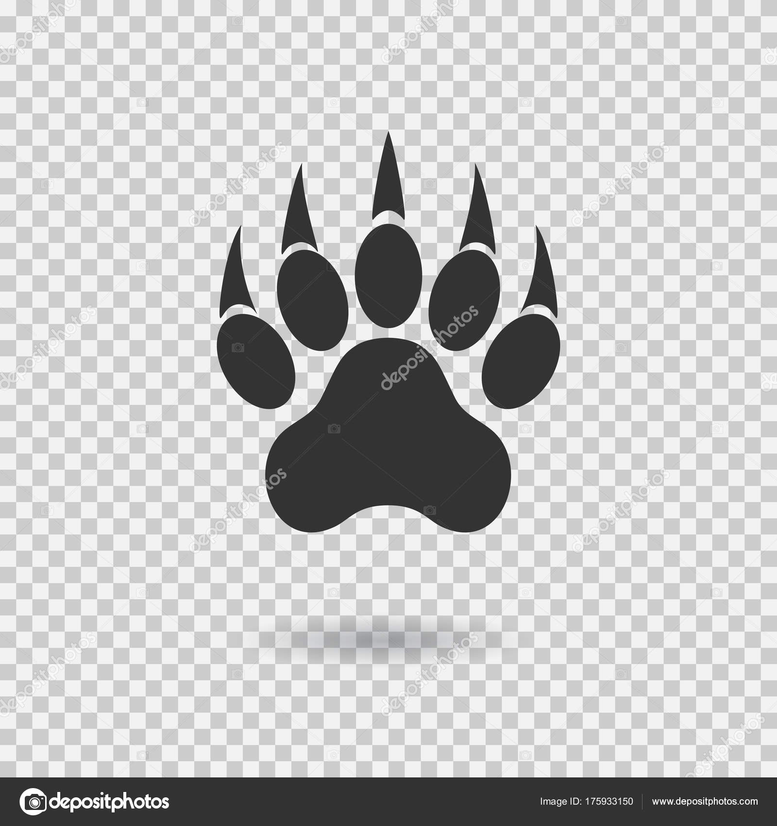 Download Animal paw print with claws. Tiger paw with shadow. Web icon. Footprint — Stock Vector ...