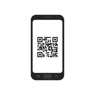 QR kod içinde hareket eden telefon. Dijital teknoloji