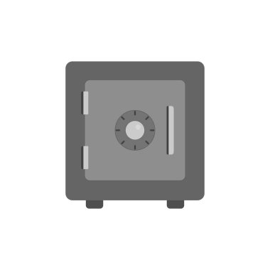 Güvenli vektör simgesi. Metal kasa. Güvenlik. Düz stil. Vektör çizim