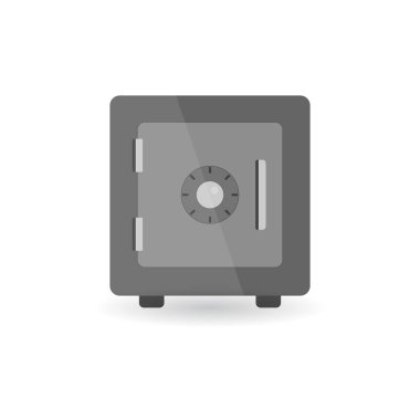 Güvenli vektör simgesi. Metal kasa. Güvenlik. Düz stil. Vektör çizim gölge ile