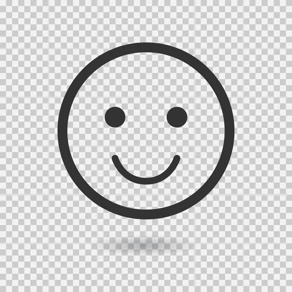 Ícone vetorial de sorriso. Emoji. Emoticon. Cara chata. Ilustração vetorial com sombra sobre fundo transparente — Vetor de Stock
