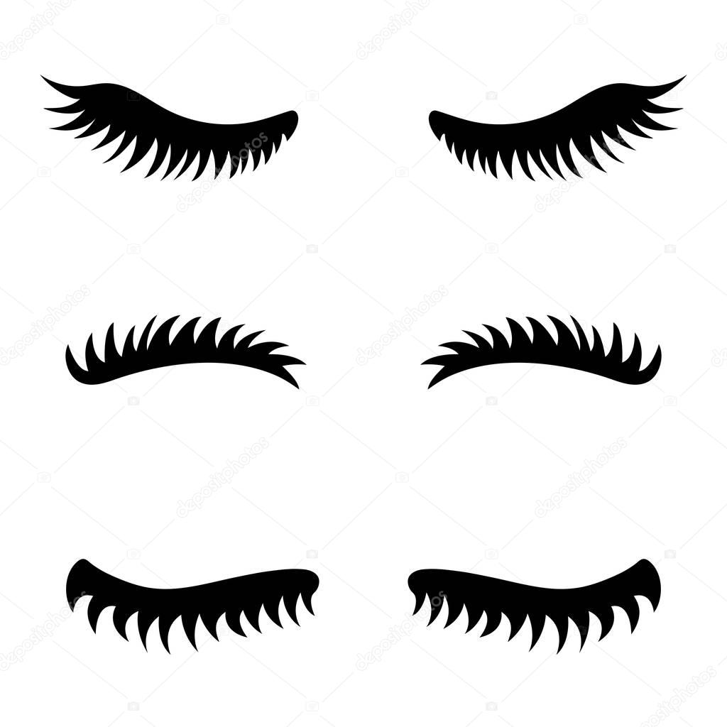 Collection of vector eyelashes. Cute lashes