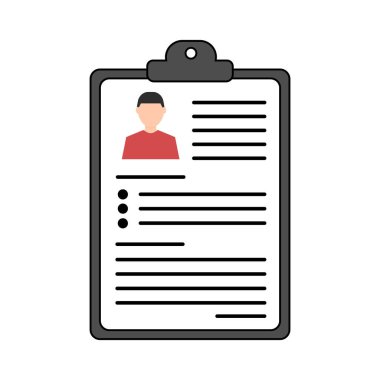 Özet kavram. Vektör Sürdür simge. İşe Alım. Bir kişi hakkında bilgi içeren belge. Düz tasarım