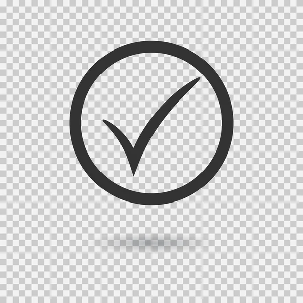 Comprobar icono de marca. Botón de verificación vectorial con círculo. Símbolo de marca — Archivo Imágenes Vectoriales