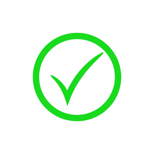 Icono de marca verde. Botón de verificación vectorial. Símbolo de marca — Vector de stock