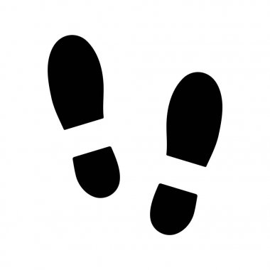 İnsan ayakkabı ayak izi simgesi. Vektör footwears. Düz stil. Siyah siluetleri