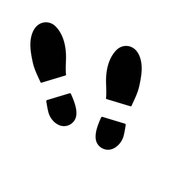 Icono de huella de zapato humano. Calzados vectoriales. Estilo plano. Siluetas negras — Vector de stock