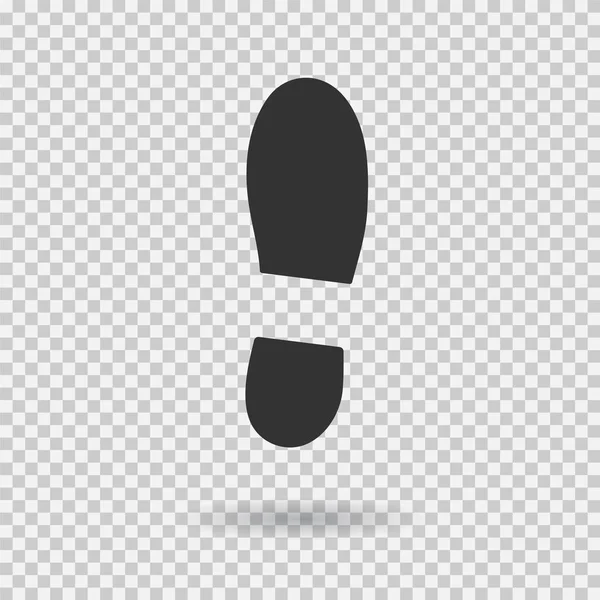 Icono de huella de zapato humano. Calzado vectorial. Estilo plano. Silueta negra. Ilustración con sombra — Archivo Imágenes Vectoriales