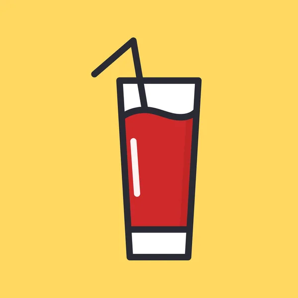 Tomatsaft i glas. Röd drink ikonen. Cocktail med halm. Vektor-ikonen i platt stil Stockillustration