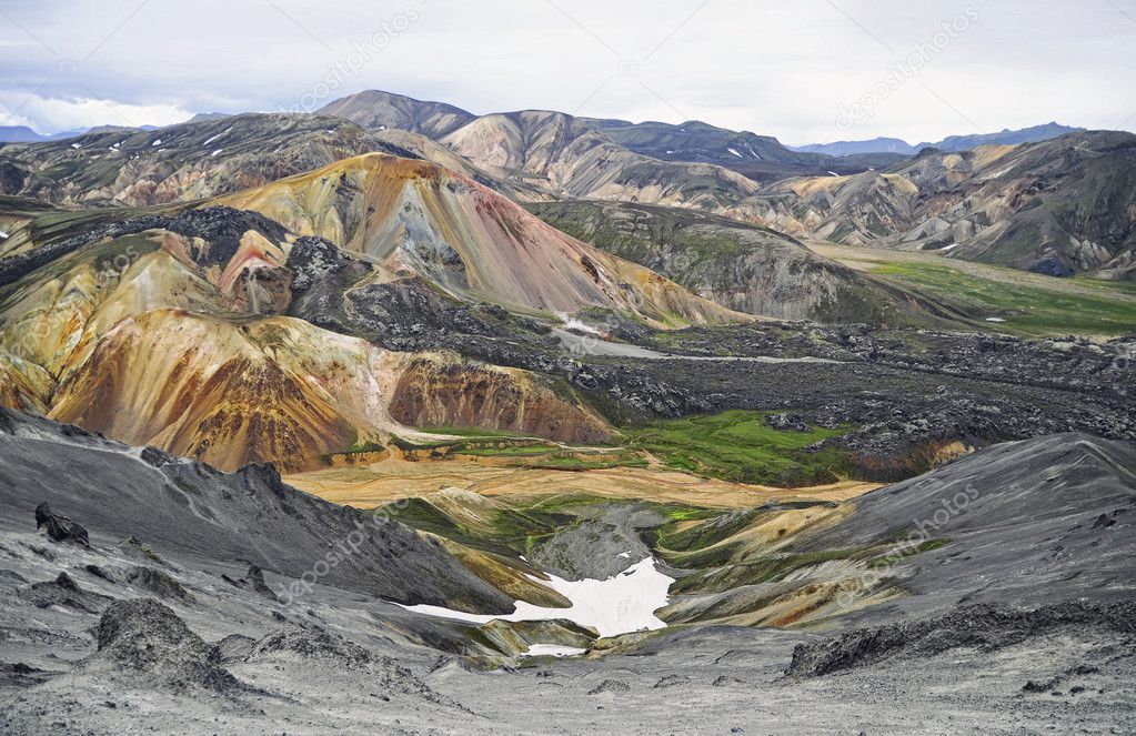 Icelandic landscape - panoramic view  on   amazing  valley