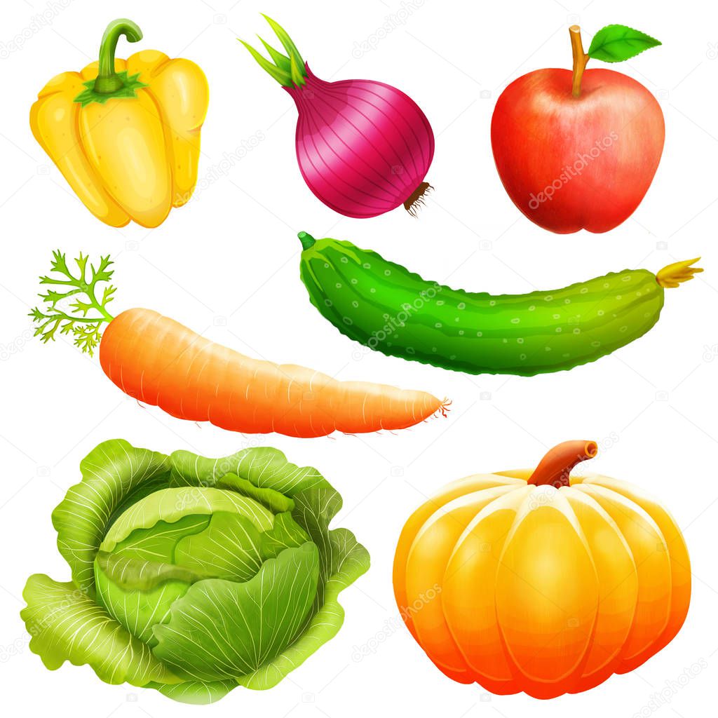 Set  illustration of vegetables collection .Icons