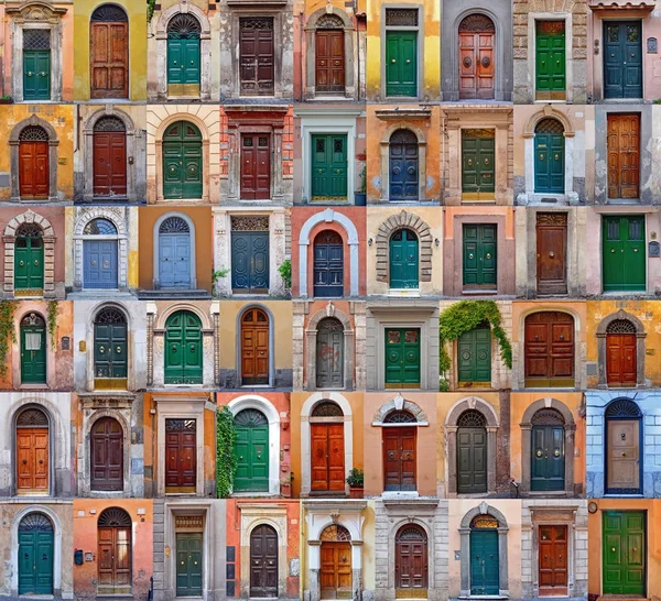 Kolaż kolorowy wykonane drzwi z Rzym, Włochy — Zdjęcie stockowe