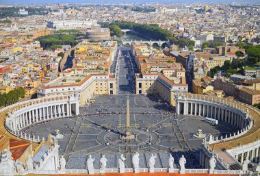 Saint Peter Meydanı kentin Roma, İtalya, Vatikan ve hava görünümünde Panoraması 