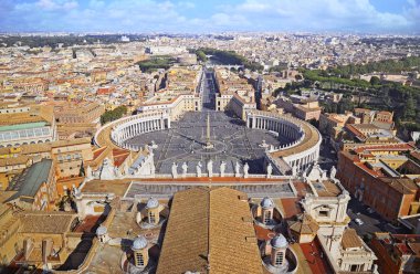 Saint Peter Meydanı kentin Roma, İtalya, Vatikan ve hava görünümünde Panoraması 