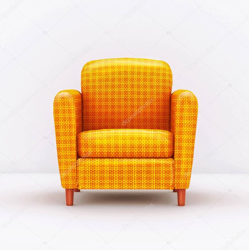 Cartoon yellow    armchair  isolated  on white background  