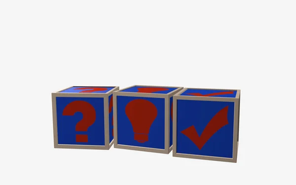 Cubo con simboli isolati su bianco . — Foto Stock
