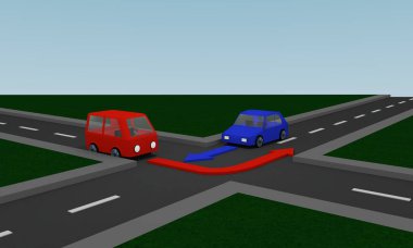 Trafik durumu: hemen önce bir dönüm noktasında soldan bir pers