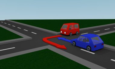 Trafik durumu: hemen önce bir dönüm noktasında soldan bir pers