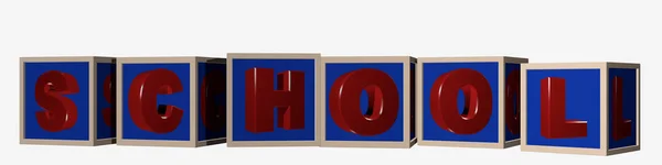 Overskrift / banner med alfabetiske bokstaver som viser ordet "schoo" – stockfoto