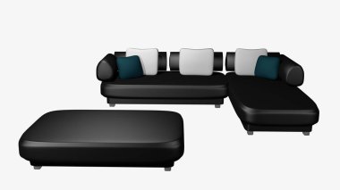 Zarif, siyah deri kanepe açık görüş