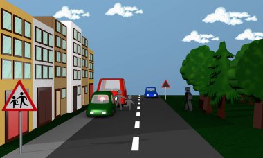 Sokak sokak arabalar arasında çocuklar sahnede.