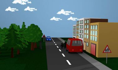 Bir arabanın arkasında çocuklarda sokak sahne stand ve s üzerinde çalıştırmak