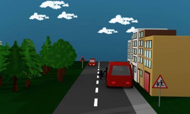 Bir araba stand arkasında çocuklarda sokak sahne