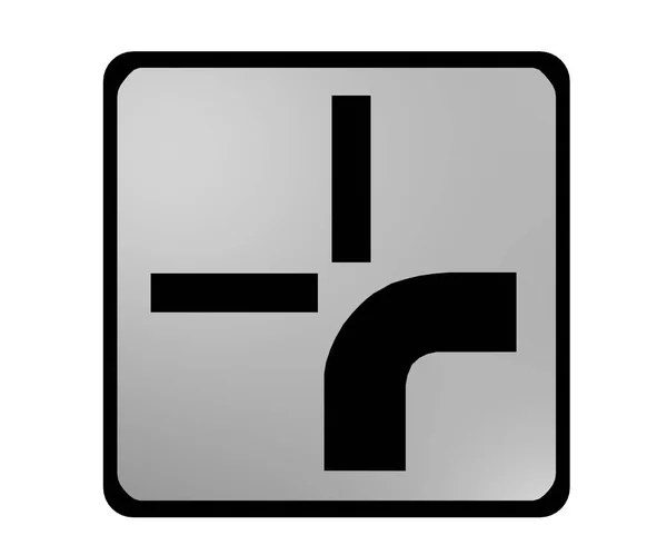 德国交通标志： 弯曲的路权，右 — 图库照片