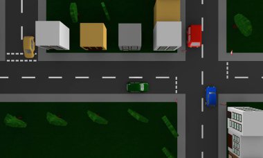 Şehrin trafik işaretleri doğru dışarı görünümü ile sokak sahne