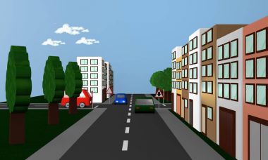 Stadtszene Alman yol işaretiyle vermek öncelik ve sağ tarafında 