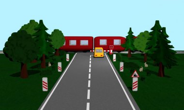 Demiryolu geçidi tren, St Andrew's çapraz ve yol işareti, Araba, t