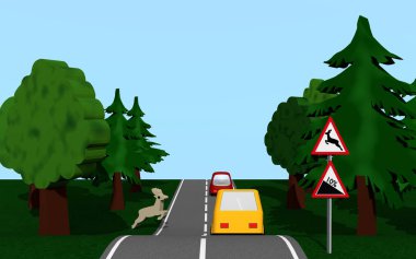 Köy yolunda degrade ve vahşi değişikliği ile.