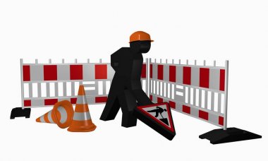 Site inşaat sitesi erkek inşaat ile işaret ve trafik 