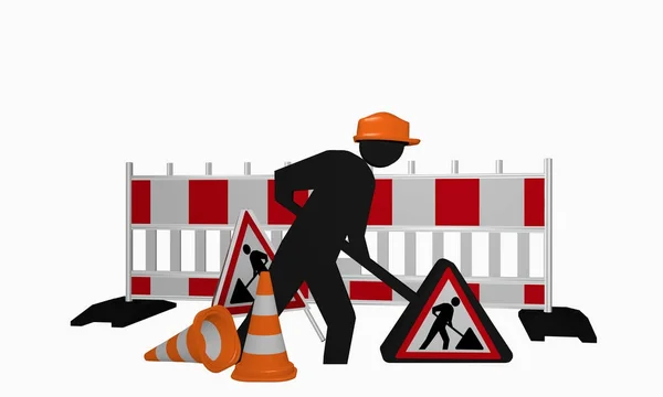 Construction site males with safety helmet, set-up and traffic c — Stock Photo, Image