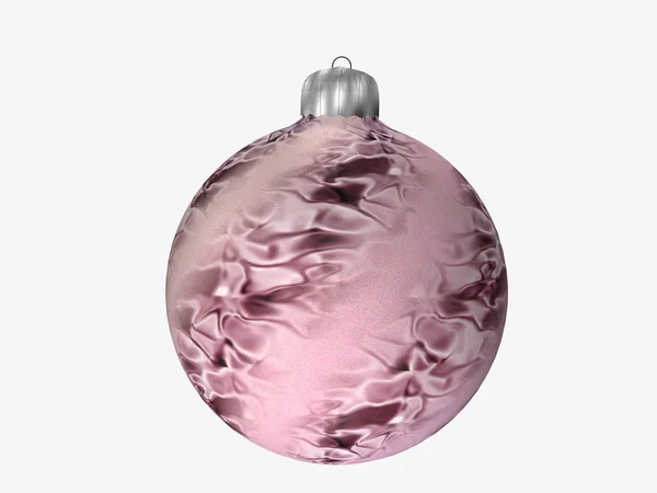 Christbaumkugel in rosa mit auf weiß isoliertem Muster — Stockfoto