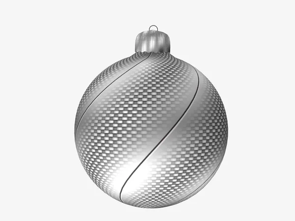 Bauble natalizio in argento con motivo isolato su bianco — Foto Stock