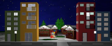 Caddeye bakan bir Noel Pazar insanlar olmadan