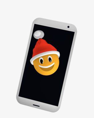 İfade Santa şapka ile bir cep telefonu ekranından görünüyor