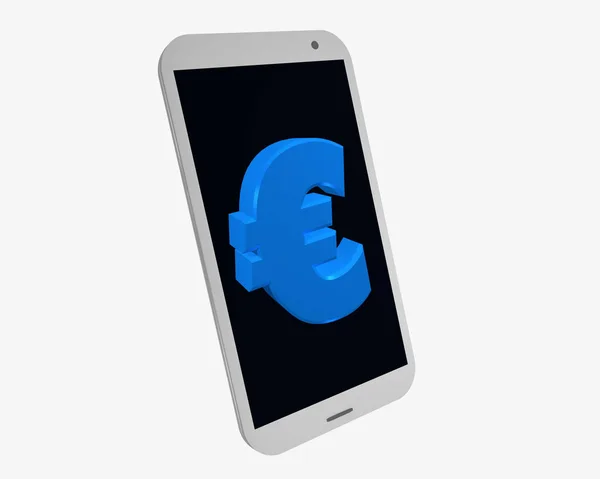 Telefone celular branco com sinal de euro — Fotografia de Stock
