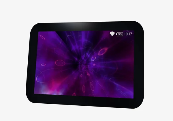 Tablet em preto com exibição violeta . — Fotografia de Stock