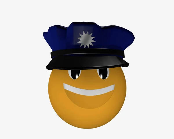 Emoticon met politie hoed. — Stockfoto